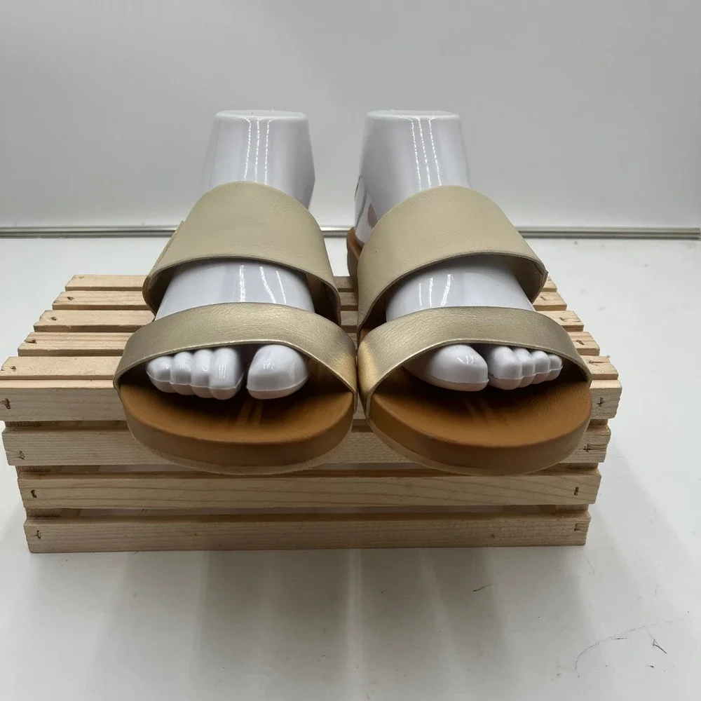 Reef Sandals Cushion Vista Metallic Gold Cream Straps Women 9.5